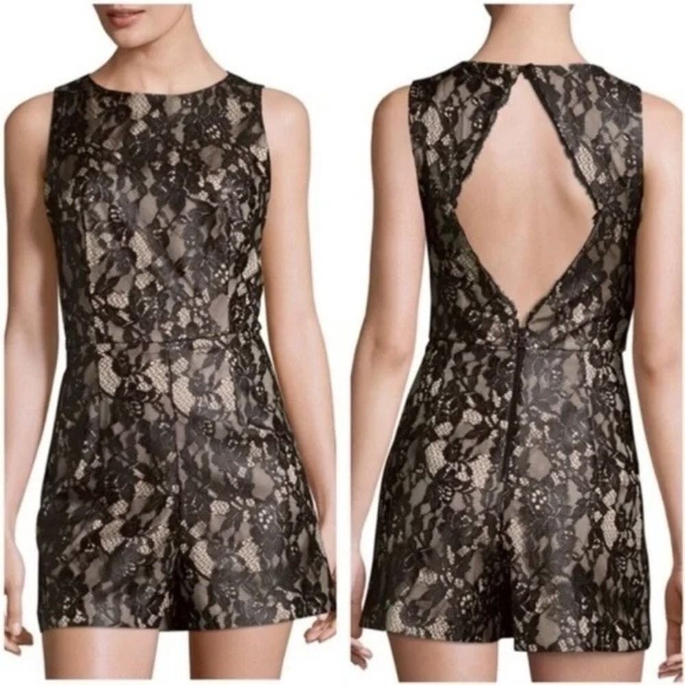 NWT Alice+Olivia Ashleigh Lace Romper Sleeveless Open‎ Back